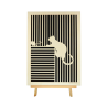 Customizable wall art frame of a cat with mouse in cut and engraved wood front view with easel Woodillusion