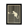 Tableau cadre personnalisable d’un chat avec souris en bois découpé et gravé vue de face avec cadre Woodillusion
