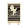 Customizable wall art frame of a dove in cut and engraved wood front view with easel Woodillusion