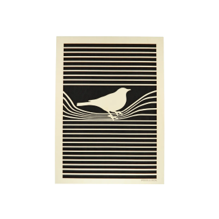 Customizable wall art frame of a bird in cut and engraved wood front view Woodillusion