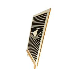 Tableau cadre personnalisable d’un oiseau en bois découpé et gravé vue de profil avec chevalet Woodillusion