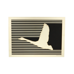Customizable wall art frame of a crane in cut and engraved wood front view Woodillusion