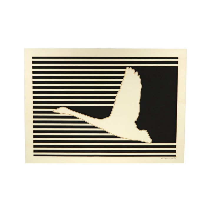 Tableau cadre personnalisable d’une grue en bois découpé et gravé vue de face Woodillusion