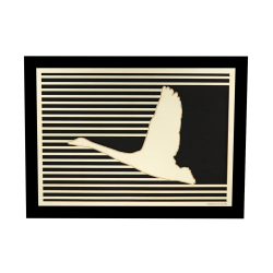 Customizable wall art frame of a crane in cut and engraved wood front view with frame Woodillusion
