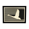 Customizable wall art frame of a crane in cut and engraved wood front view with frame Woodillusion