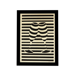 Customizable wall art frame of champagne glasses in cut and engraved wood front view with frame Woodillusion