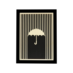 Tableau cadre personnalisable d’un parapluie en bois découpé et gravé vue de face avec cadre Woodillusion