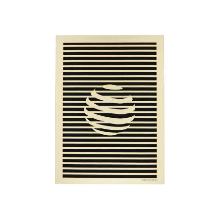 Tableau cadre personnalisable d’une sphère en bois découpé et gravé vue de face Woodillusion