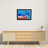 Entrance view with a customizable wall art frame of aerial aerobatics in cut and engraved wood