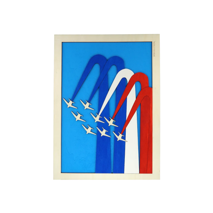 Tableau cadre personnalisable de voltige aérienne en bois découpé et gravé