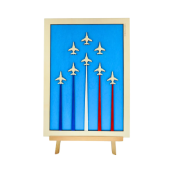 Tableau cadre personnalisable de voltige aérienne en bois découpé et gravé