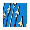 Zoom on a customizable wall art frame of aerial aerobatics in cut and engraved wood