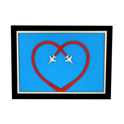 Customizable wall art frame of aerial aerobatics in cut and engraved wood front view with frame Woodillusion