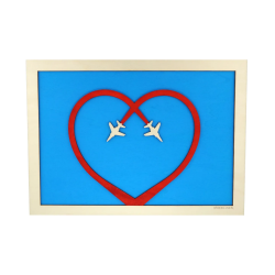 Tableau cadre personnalisable de voltige aérienne en bois découpé et gravé vue de face Woodillusion