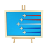 Customizable wall art frame of aerial aerobatics in cut and engraved wood front view with easel Woodillusion