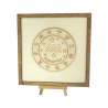 Customizable wall art frame of a Virgo in cut and engraved wood front view with easel Woodillusion