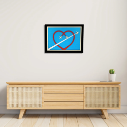 Vue d’une entrée avec un tableau cadre personnalisable de voltige aérienne en bois découpé et gravé Woodillusion