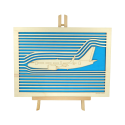 Tableau cadre personnalisable aéronautique en bois découpé et gravé