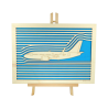 Customizable wall art frame of an aeronautical design in cut and engraved wood