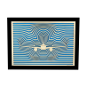 Customizable wall art frame of an aeronautical design in cut and engraved wood
