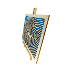 Customizable wall art frame of an aeronautical design in cut and engraved wood