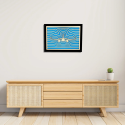 Vue d’une entrée avec un tableau cadre personnalisable aéronautique en bois découpé et gravé