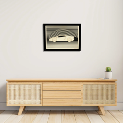 Entrance view with a customizable wall art frame of a car design in cut and engraved wood front view with frame Woodillusion
