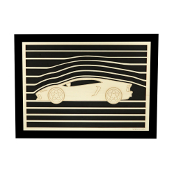 Tableau cadre personnalisable automobile en bois découpé et gravé