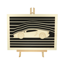 Tableau cadre personnalisable automobile en bois découpé et gravé