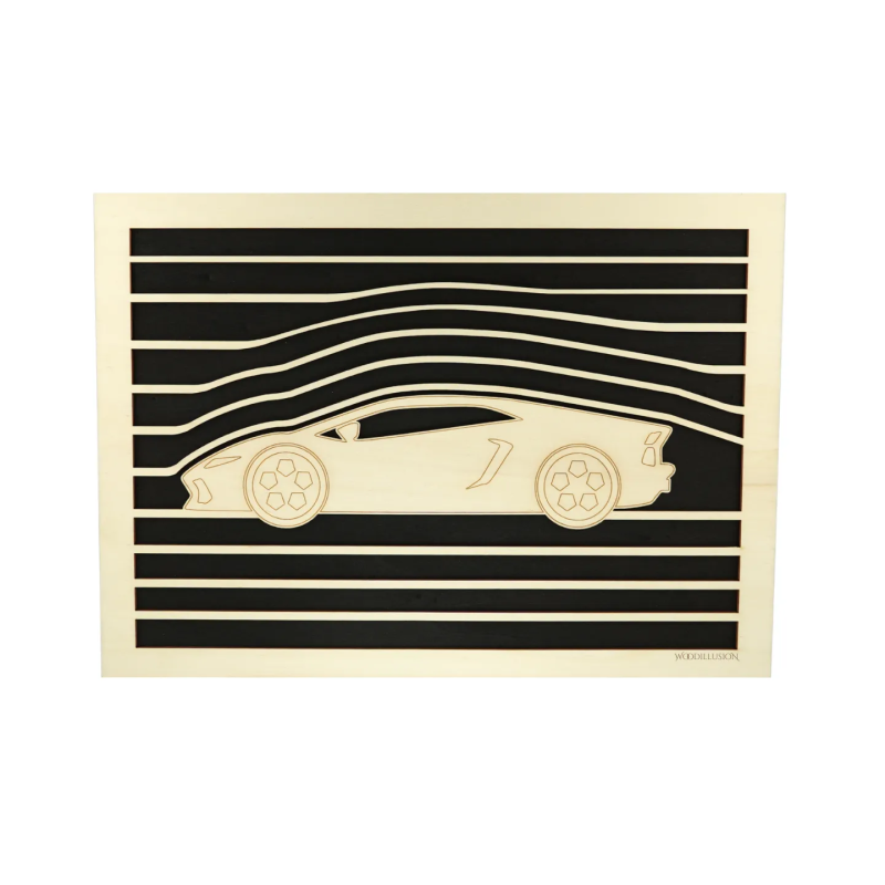 Tableau cadre personnalisable automobile en bois découpé et gravé