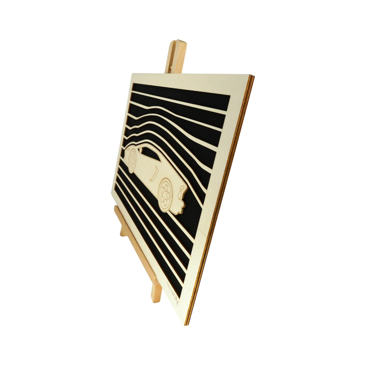Tableau cadre personnalisable automobile en bois découpé et gravé