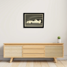 Entrance view with a customizable wall art frame of a car design in cut and engraved wood front view with frame Woodillusion