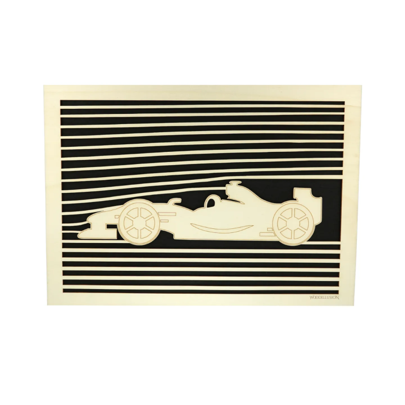 Tableau cadre personnalisable automobile en bois découpé et gravé