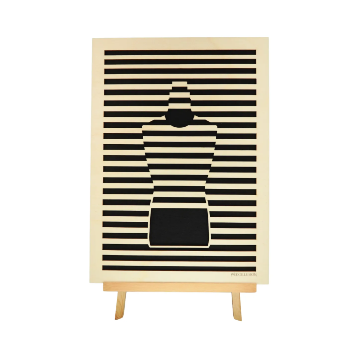 Customizable wall art frame of a bottle design in cut and engraved wood