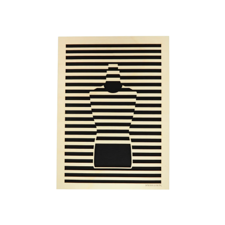 Customizable wall art frame of a bottle design in cut and engraved wood