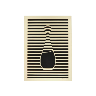 Waiting room view with a customizable wall art frame of a bottle design in cut and engraved wood