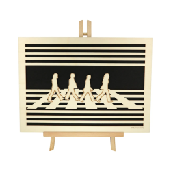 Tableau cadre personnalisable les Beatles Abbey Road en bois découpé et gravé