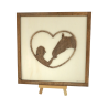 Tableau cadre personnalisable d’une cavalière en bois découpé et gravé vue de face avec chevalet Woodillusion