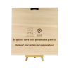 Rear view of a 20 x 20 cm wooden wall art frame with easel and personalized text Woodillusion