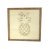 Customizable wall art frame of a pineapple in cut and engraved wood front view Woodillusion