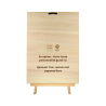 Rear view of a 28 x 38 cm wooden wall art frame with easel and personalized text Woodillusion