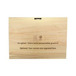Rear view of a 28 x 38 cm wooden wall art frame landscape format with personalized text Woodillusion
