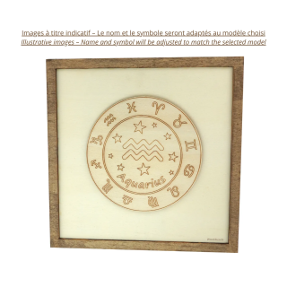 Customizable wall art frame of a Virgo in cut and engraved wood front view Woodillusion