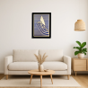 Living room view with a customizable wall art frame of a sailboat in cut and engraved wood front view with frame Woodillusion