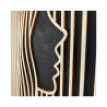 Zoom on customizable wall art frame of a face in cut and engraved wood side view with easel Woodillusion