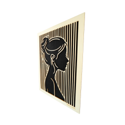 Tableau cadre personnalisable d’un visage en bois découpé et gravé vue de profil  Woodillusion