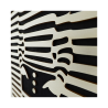 Zoom on customizable wall art frame of a silhouette in cut and engraved wood side view with easel Woodillusion