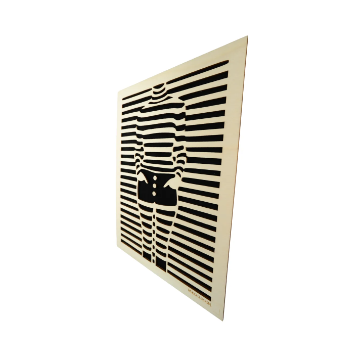 Tableau cadre personnalisable d’une silhouette en bois découpé et gravé vue de profil  Woodillusion