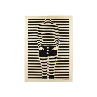 Tableau cadre personnalisable d’une silhouette en bois découpé et gravé vue de face Woodillusion