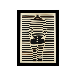 Customizable wall art frame of a silhouette in cut and engraved wood front view with frame Woodillusion